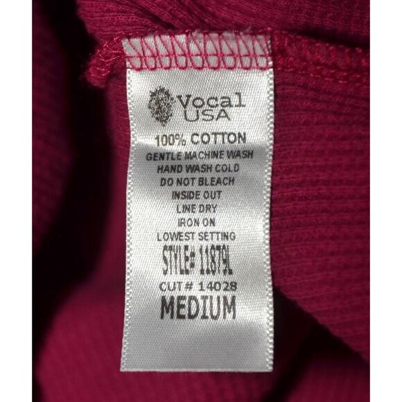 VOCAL Women's M Embellished Cross Waffle Knit Long Sleeve Thermal Biker Top - Picture 11 of 12